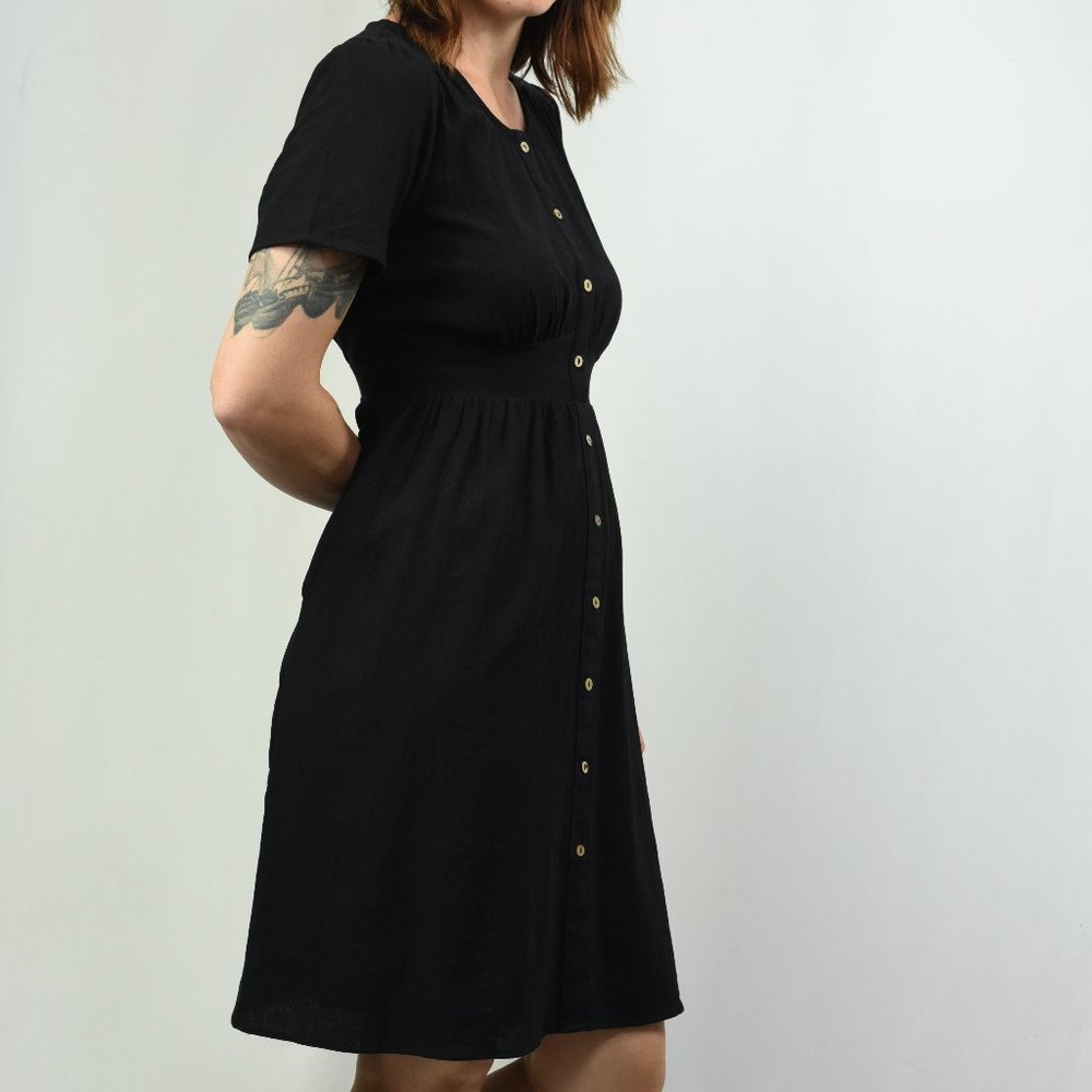 Roolee Pieced Waist Button Down Midi Dress Sz M - Picture 2 of 11